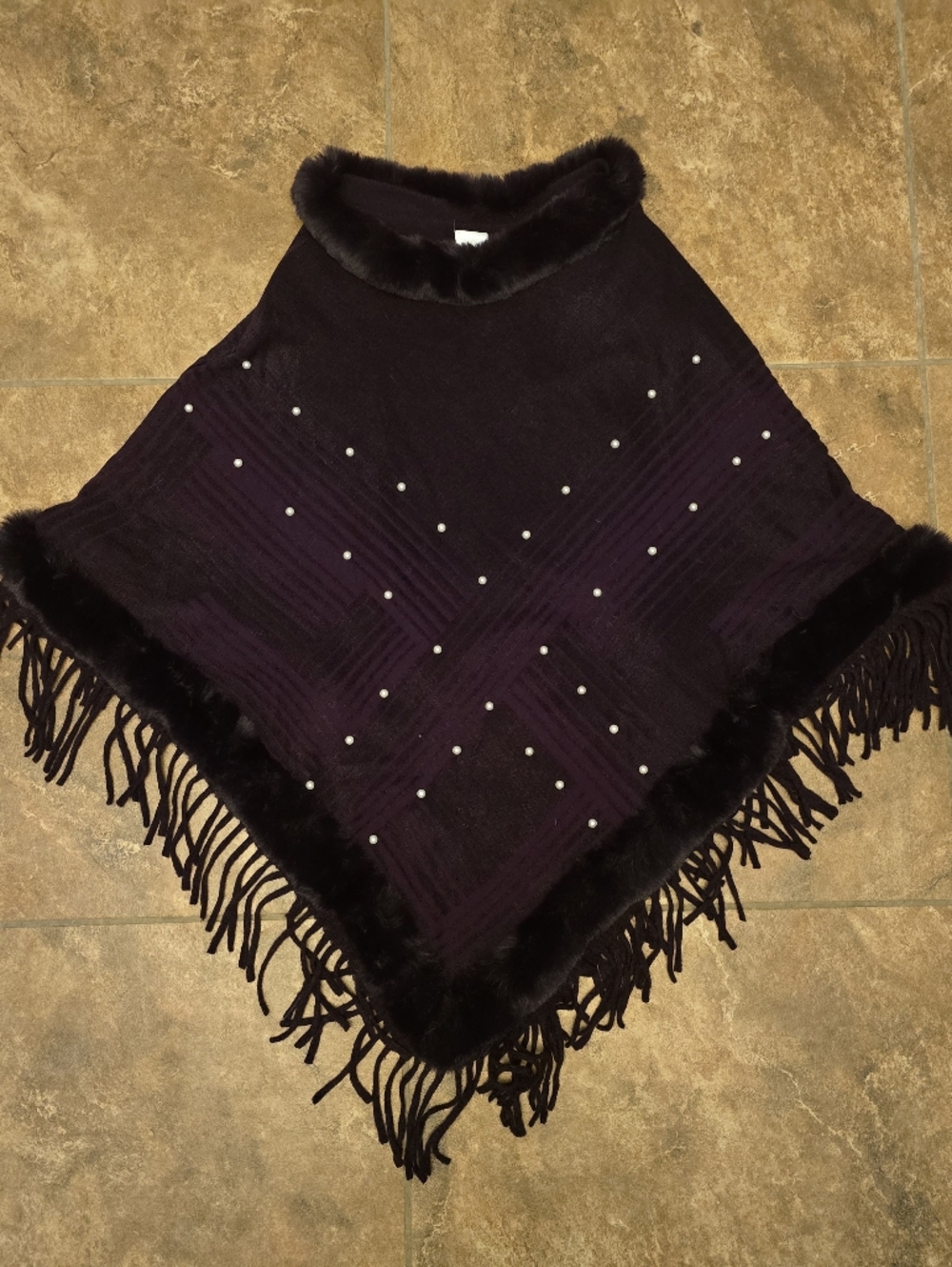 Dark Plum | NORTHERN ANGEL | Faux Fur Poncho